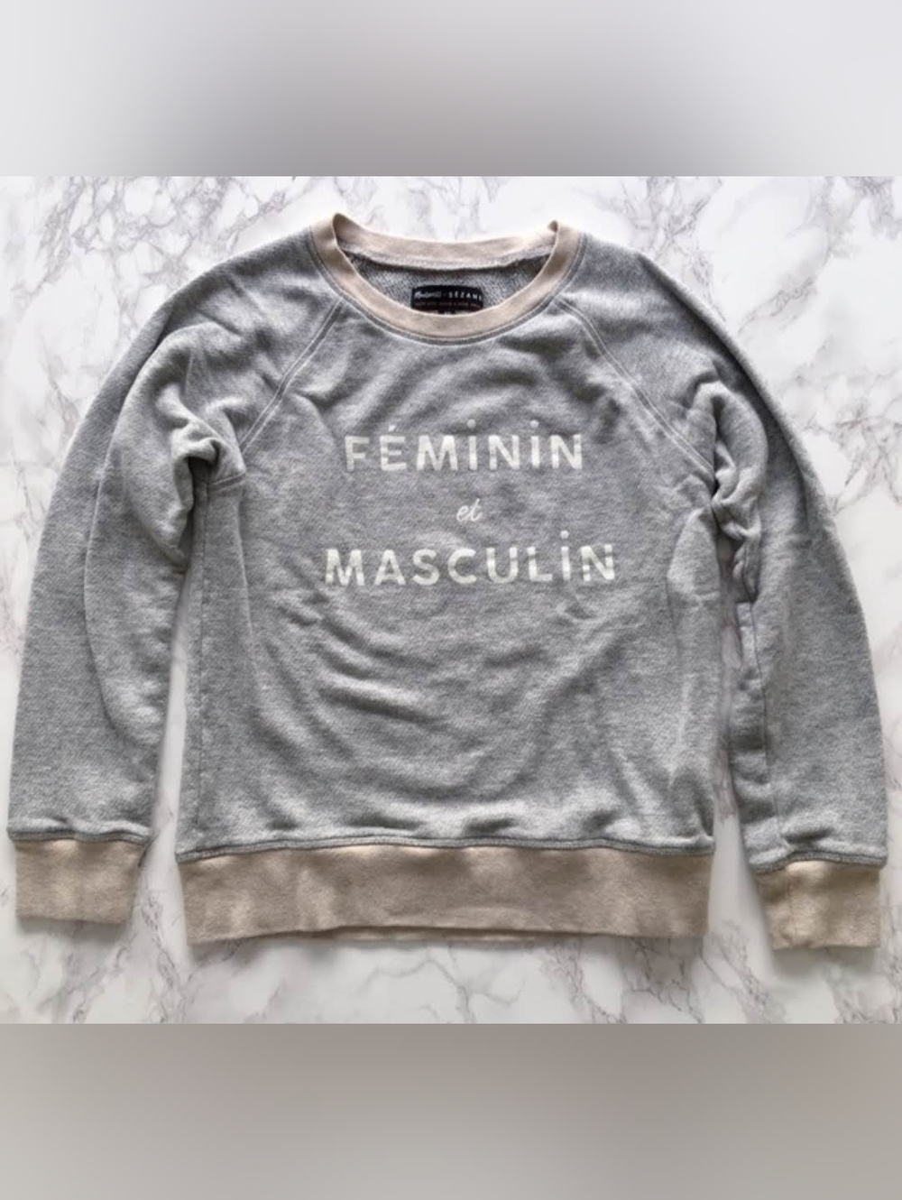 Madewell x Sézane Féminin et Masculin Grey Sweatshirt Sz XXS